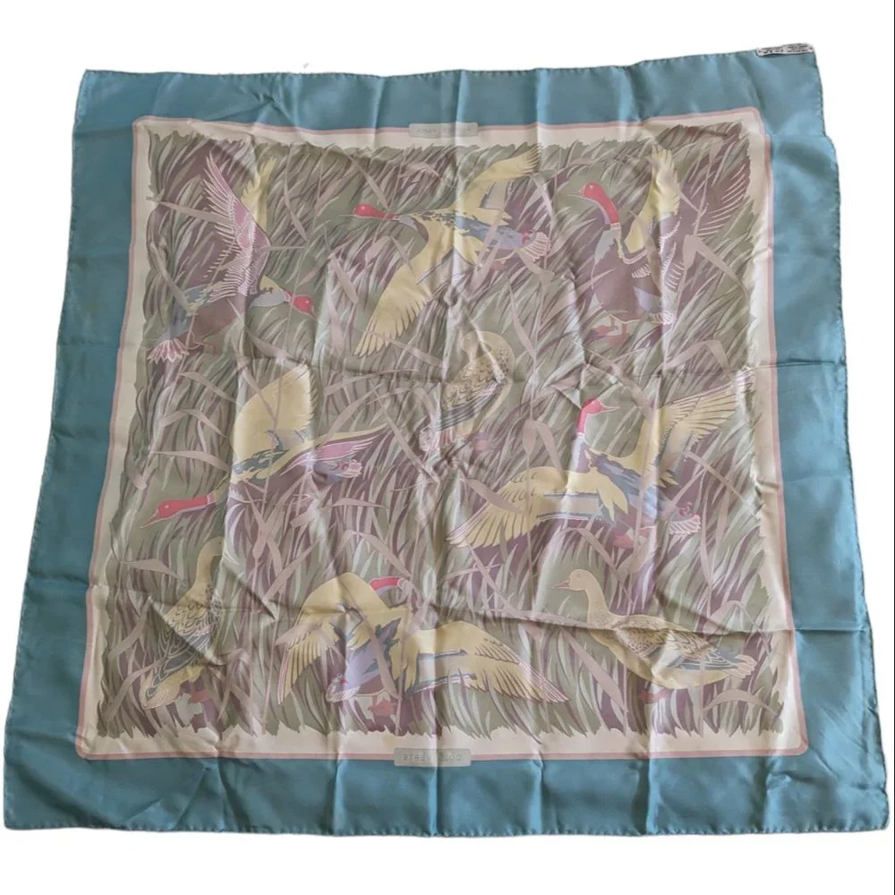 Vintage Hermes Cols Verts Blue Pastel 90 cm Silk Scarf Rare - Picture 2 of 16